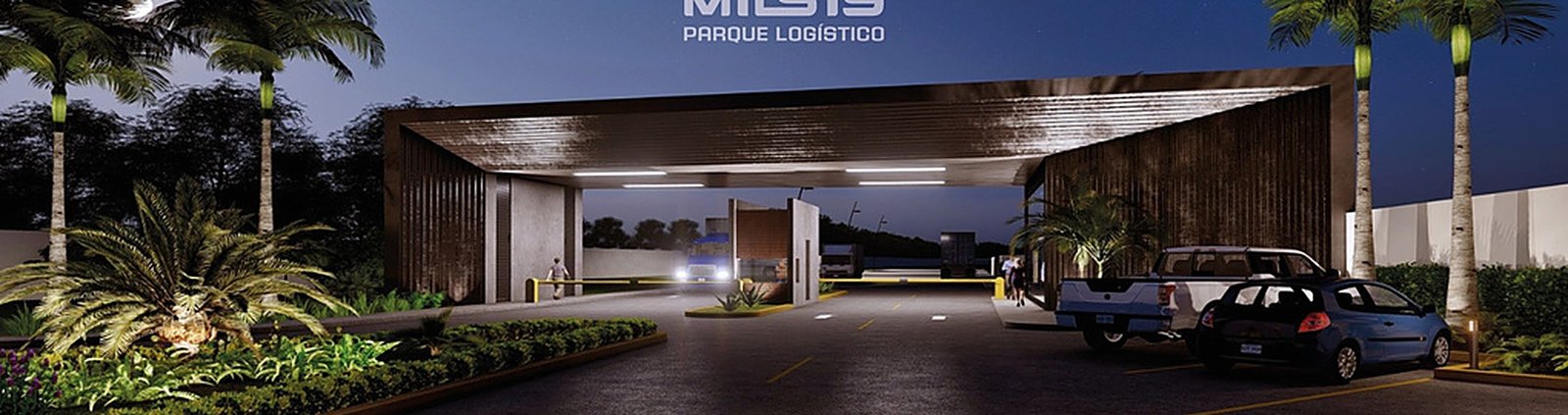 Acceso principal renderizado del Parque Logístico MIL519